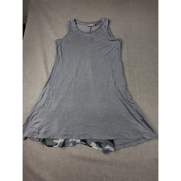Logo Lori Goldstein Women's Light Blue Camo Tunic Dress High-Low Hem XS USED - Picture 1 of 5